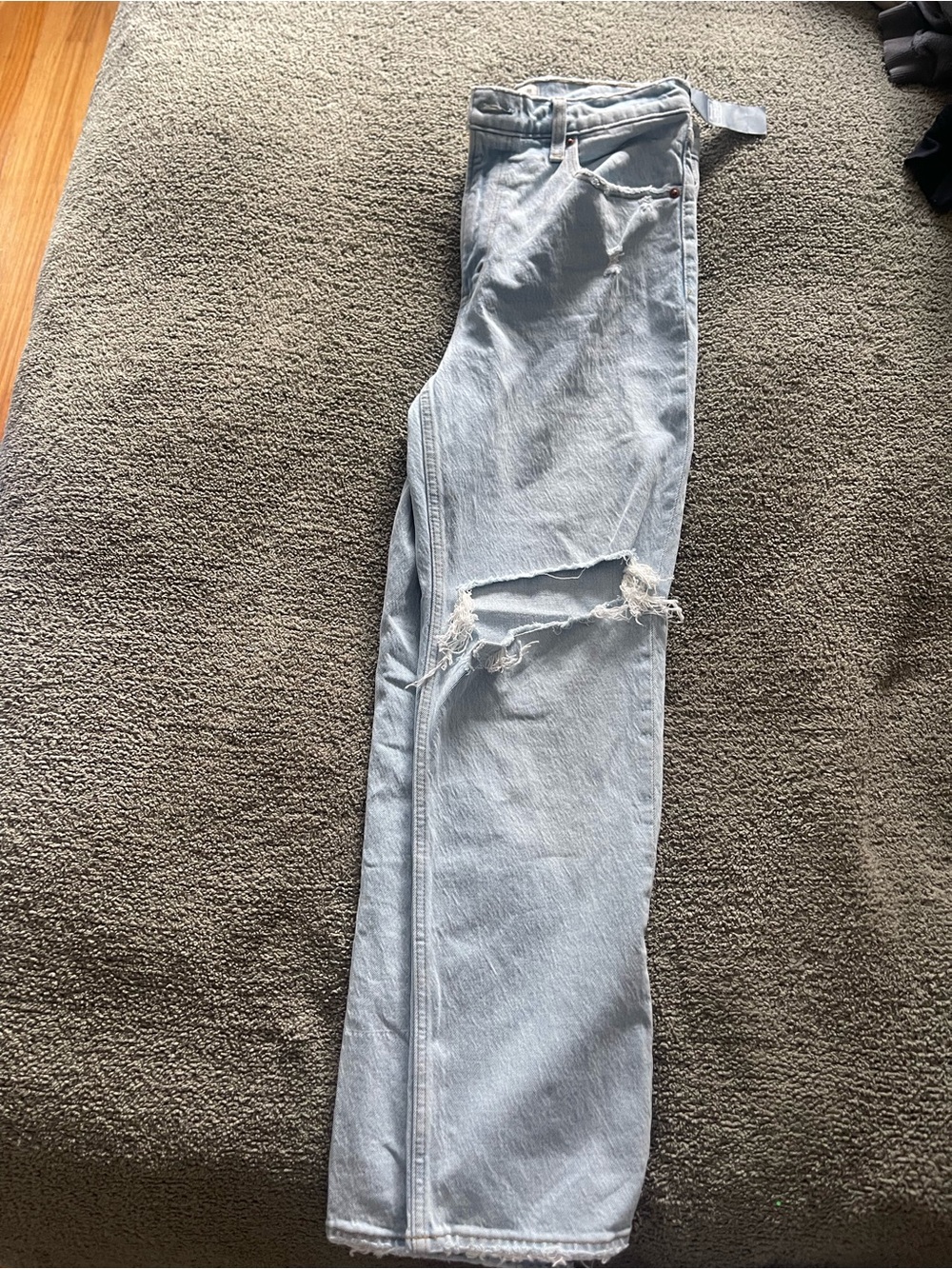 Abercrombie & Fitch Light Blue Distressed Straight-Leg Jeans